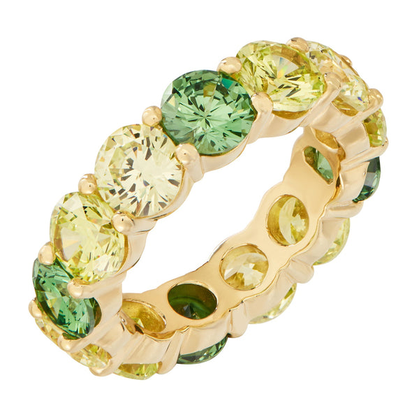 Gold Ombre Ring with Green Stones - Sale