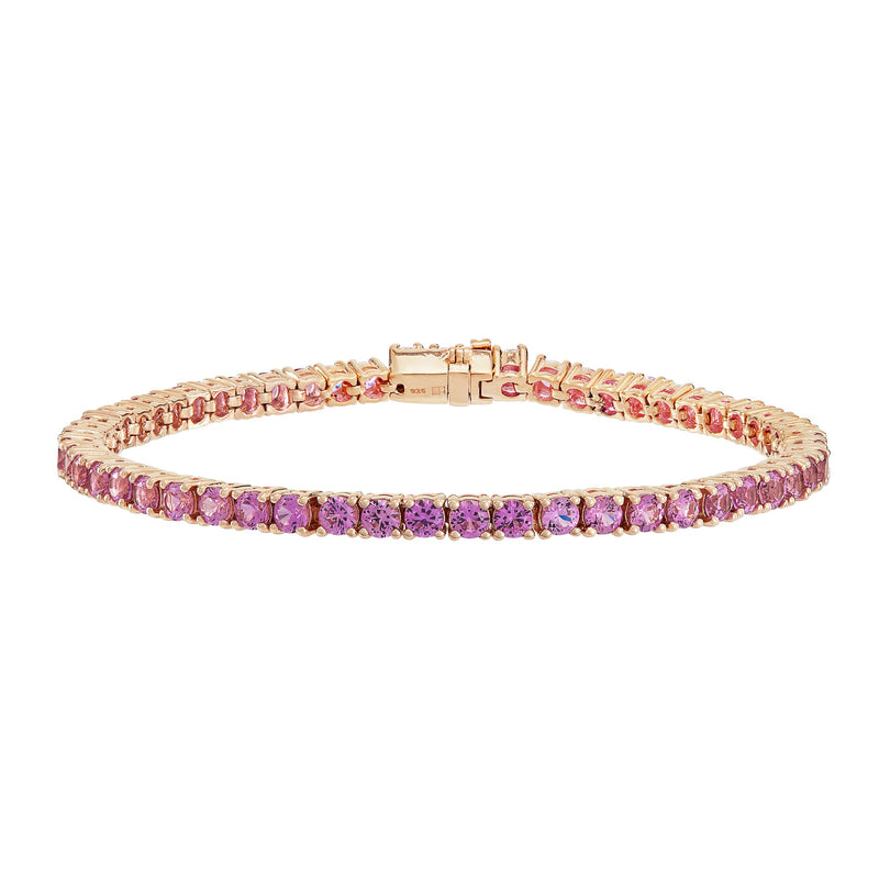 Rose Gold Tennis Bracelet with Pink Stones - Sale