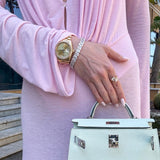 Silver Emerald Cut Tennis Bracelet with White Stones