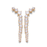 Gold skeleton stud earrings with white cubic zirconia stones by Rosie Fortescue Jewellery