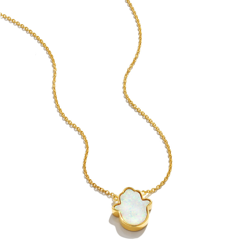 Hamsa Opal Necklace