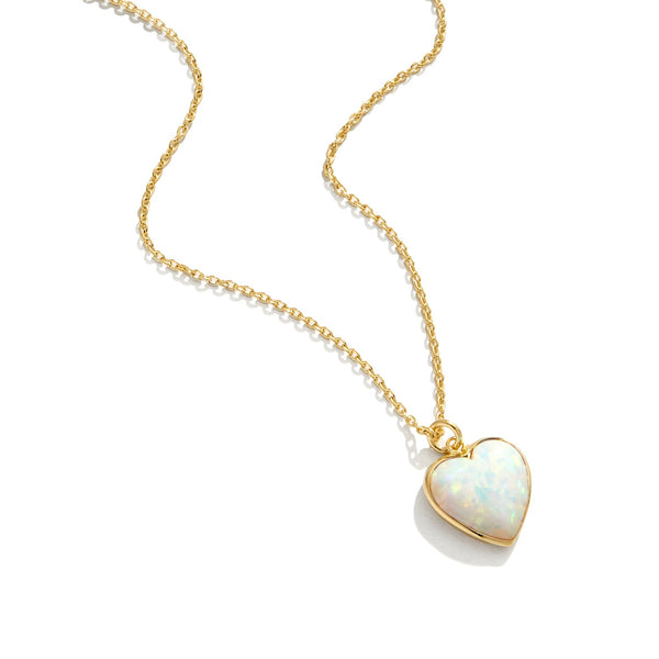 White Opal Heart Necklace - Sale