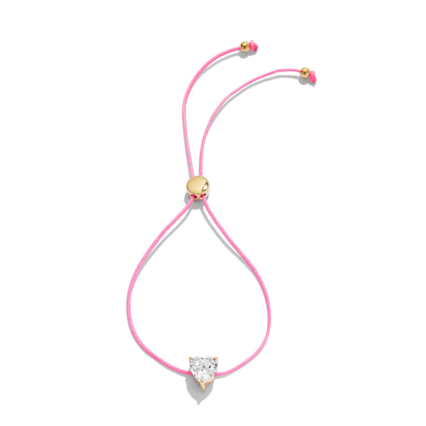 Neon Pink Heart Stone Rope Bracelet