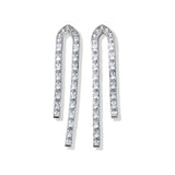 Silver Waterfall Studs with White Stones