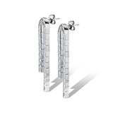 Silver Waterfall Studs with White Stones