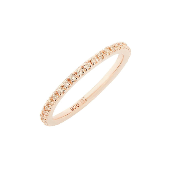 Rose Gold Stacking Ring with Champagne Stones - Sale