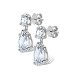 Silver Double Pear Drop Studs