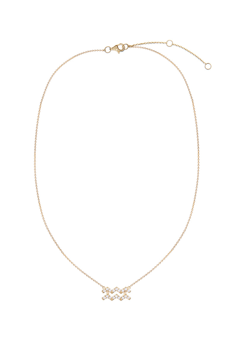 Aquarius Zodiac Gold Symbol Necklace