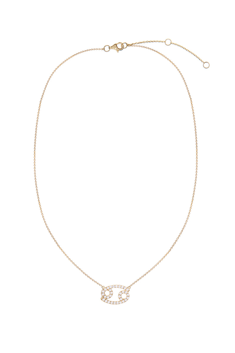 Cancer Zodiac Gold Symbol Necklace