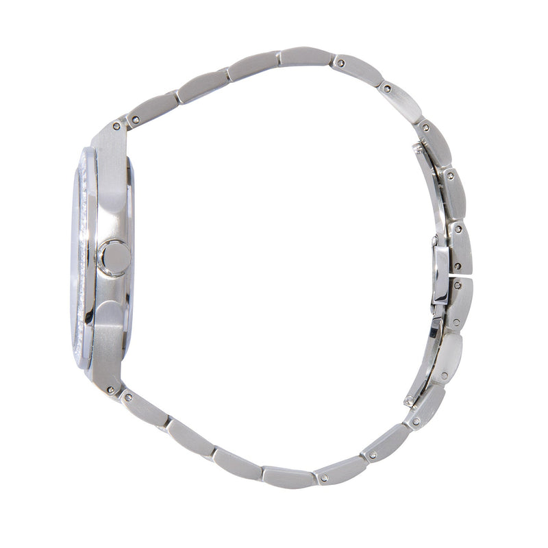 Stainless Steel White Stone Bezel Watch - Sale