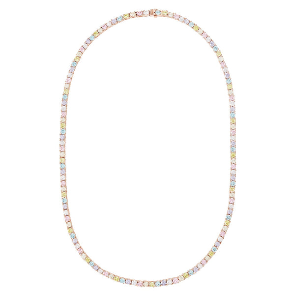 Rose Gold Pastel Rainbow Tennis Necklace - Sale