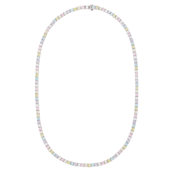 Silver Pastel Rainbow Tennis Necklace - Sale