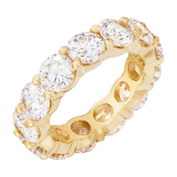 Gold Brilliant Cut Ring with White Stones - Sale