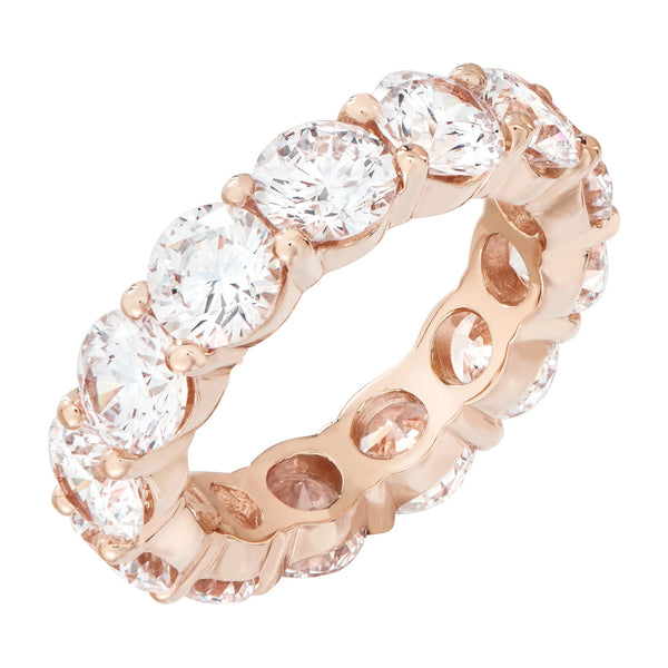 Rose Gold Brilliant Cut Ring with White Stones - Sale