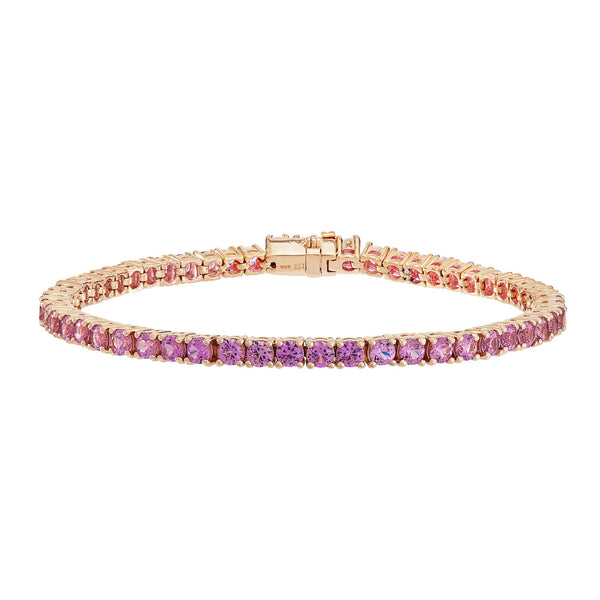 Rose Gold Tennis Bracelet with Pink Stones - Sale