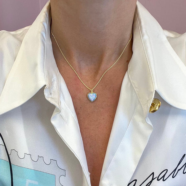 Blue Opal Heart Necklace - Sale