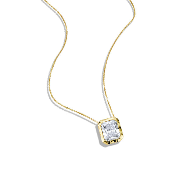 Emerald Cut Molten Frame Necklace