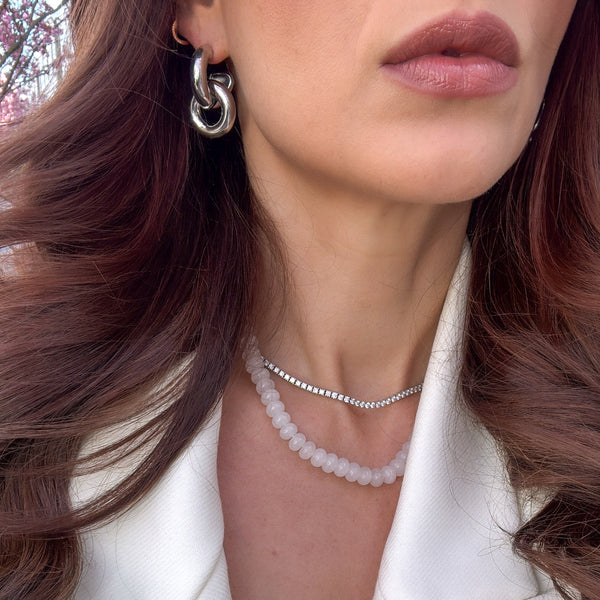 Silver Double Circle Hoops