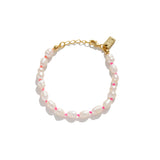 Freshwater Pearl and Neon Rainbow Thread Bracelet - Pink/Orange