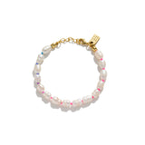 Freshwater Pearl and Neon Rainbow Thread Bracelet - Pink/Purple/Blue