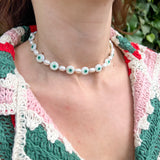 Freshwater Pearl and Evil Eye Necklace