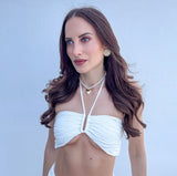 Gold Chain Frame Round Stone Studs