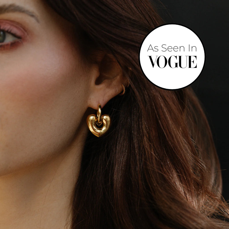 Gold Chubby Heart Hoops