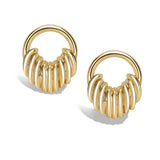 Gold layered hoop stud earrings, 14k gold plated brass, Rosie Fortescue Jewellery