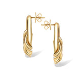 Gold layered hoop stud earrings, 14k gold plated brass, Rosie Fortescue Jewellery