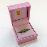 Gold Emerald Cut Ring with Green Stones