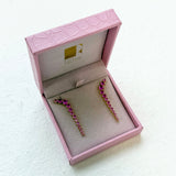 Gold Skeleton Studs with Pink Stones