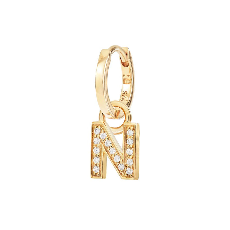 N Alphabet Charm Hoop - Sale