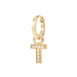 T Alphabet Charm Hoop - Sale