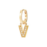 V Alphabet Charm Hoop - Sale