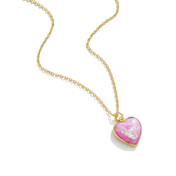 Pink Opal Heart Necklace - Sale