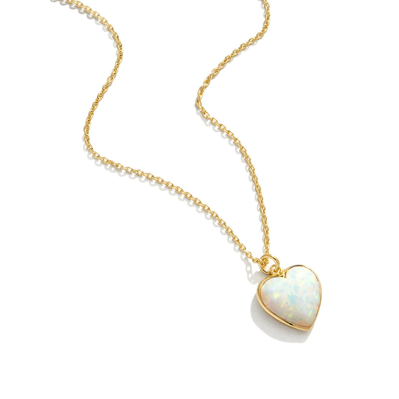 White Opal Heart Necklace - Sale