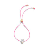 Neon Pink Heart Stone Rope Bracelet