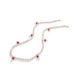 Freshwater Pearl and Red Mushroom Sunglasses Chain