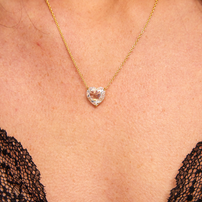 Gold Heart Stone Necklace