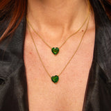 Gold Green Heart Stone Necklace