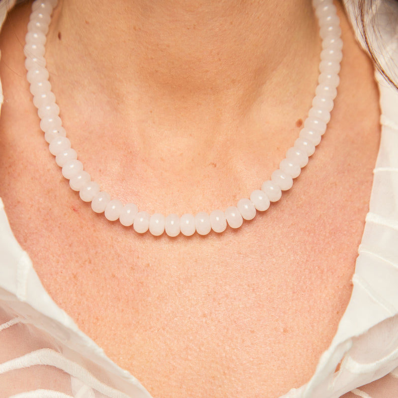 White Chalcedony Bead Necklace