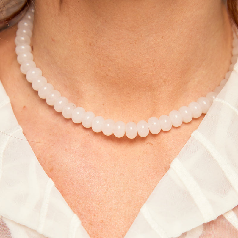 White Chalcedony Bead Necklace