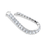 Silver Emerald Cut Tennis Bracelet with White Stones