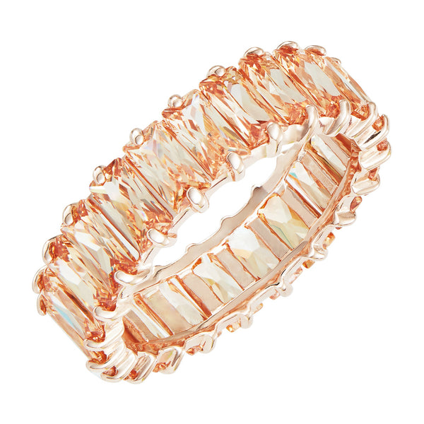 Rose Gold Emerald Cut Ring with Champagne Stones - Sale