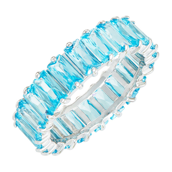 Silver Emerald Cut Ring with Turquoise Stones - Sale