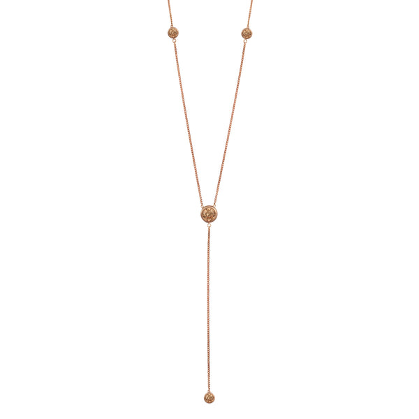 Rose Gold Deep V Necklace with Champagne Stones - Sale