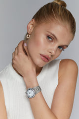 Stainless Steel White Stone Bezel Watch - Sale