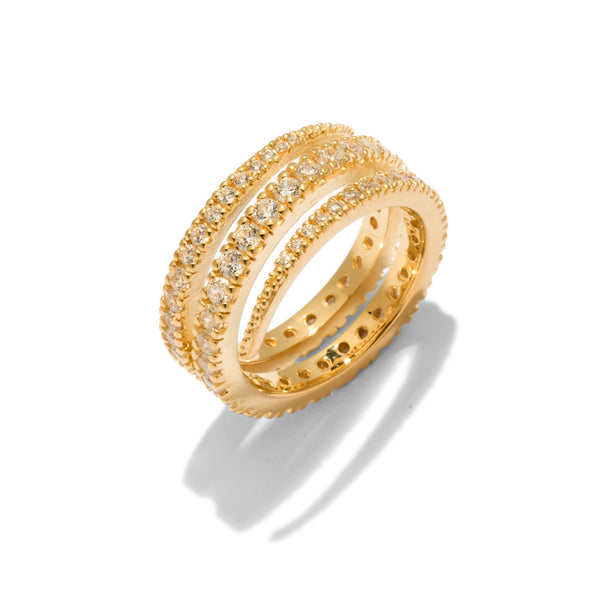 Gold Swirl Ring with White Stones