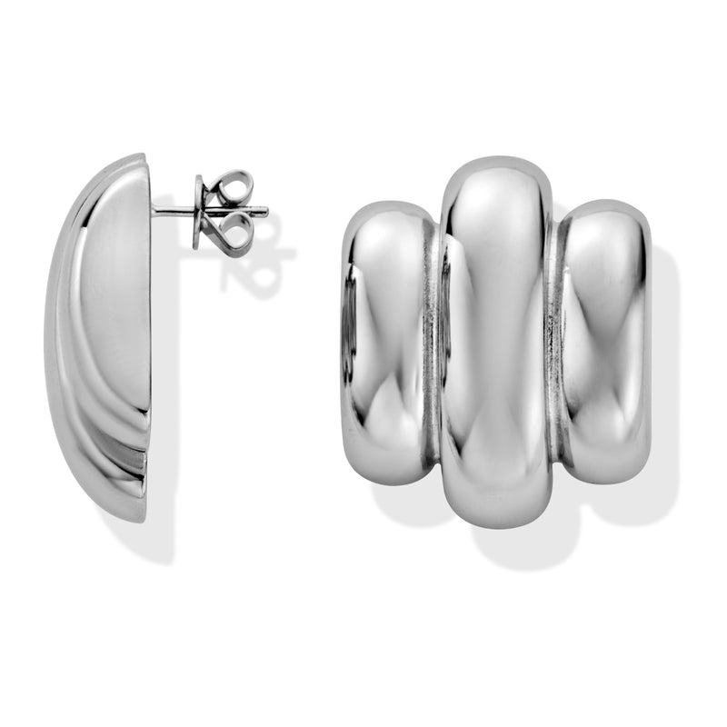 Silver Curve 3 Band Studs