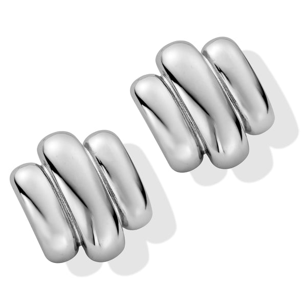 Silver Curve 3 Band Studs